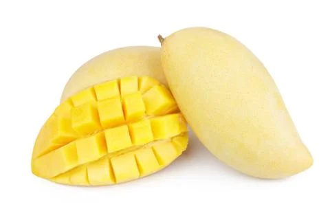 Yellow mango fruit on white background Foto stock