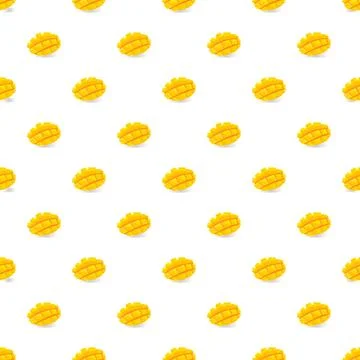 Yellow mango repeating seamless pattern on white background Stock Illustration