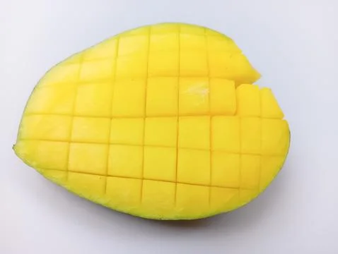 Yellow mango slice on white background  Stock Photos