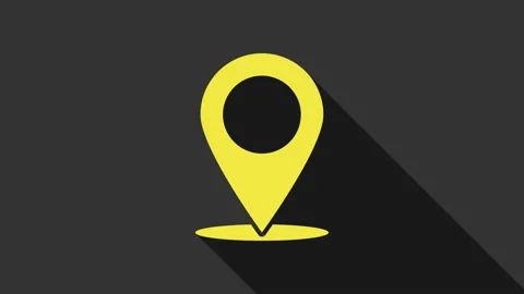 Yellow Map pin icon isolated on grey background. Navigation, pointer, location Stock Footage 147690924