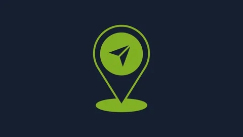 Yellow Map pin icon isolated on blue background. Navigation, pointer, location Video stock 231518974