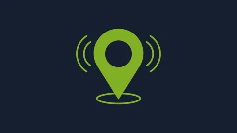 Yellow Map pin icon isolated on blue background. Navigation, pointer, location Video stock 231519744