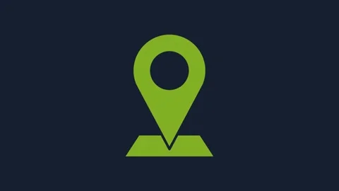 Yellow Map pin icon isolated on blue background. Navigation, pointer, location Stock Footage 232050564