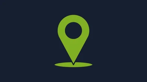 Yellow Map pin icon isolated on blue background. Navigation, pointer, location Video stock 232052003