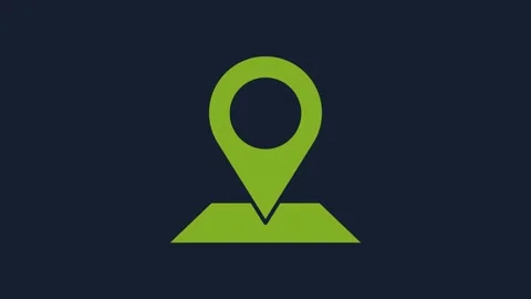 Yellow Map pin icon isolated on blue background. Navigation, pointer, location Video stock 232075110