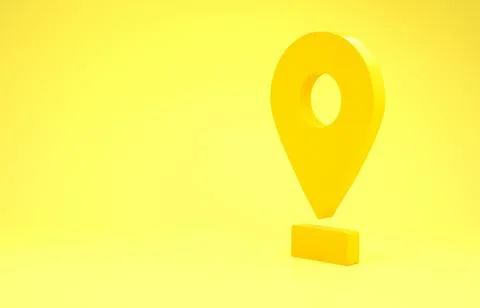 Yellow Map pin icon isolated on yellow background. Navigation, pointer, locat Stock Illustration
