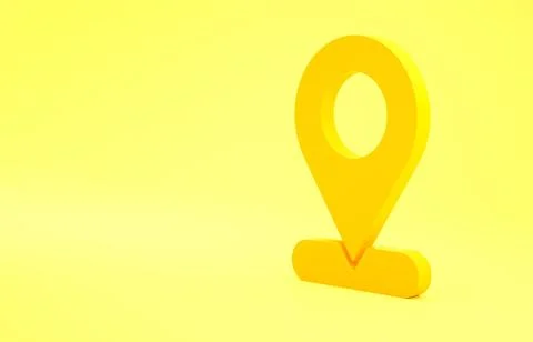 Yellow Map pin icon isolated on yellow background. Navigation, pointer, locat Stock Illustration