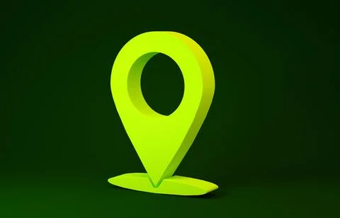 Yellow Map pin icon isolated on green background. Navigation, pointer, locati Stock Illustration