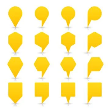 Yellow map pin sign flat location icon web button Stock-Illustration