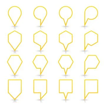 Yellow map pin sign flat location icon web button Illustrazione stock