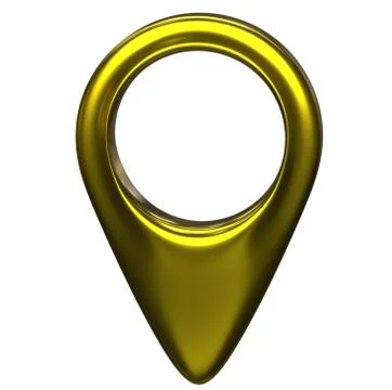 Yellow map pointer 3d pin. Location symbol isolated on white background. Web Illustrazione stock