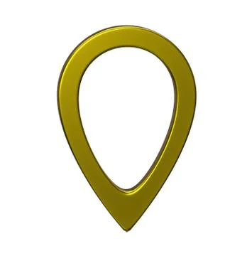 Yellow map pointer 3d pin. Location symbol isolated on white background. Web Illustrazione stock