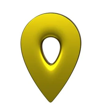 Yellow map pointer 3d pin. Location symbol isolated on white background. Web Stock Illustration