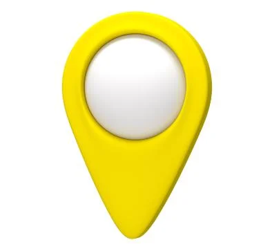 Yellow map pointer 3d pin. Location symbol isolated on white background. Web Illustrazione stock