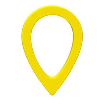 Yellow map pointer 3d pin. Location symbol isolated on white background. Web Illustrazione stock