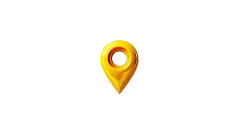 Yellow map pointer with pin icon Video stock 291255758