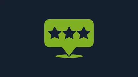 Yellow Map pointer with star icon isolated on blue background. Star favorite pin Video stock 232051806