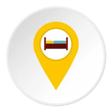 Yellow map pointer with symbol hotel icon circle Stock Illustration