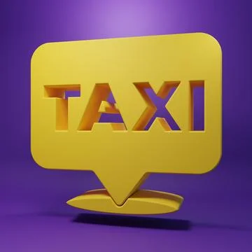 Yellow Map pointer with taxi icon isolated on purple background. Location s.. Stock Photos