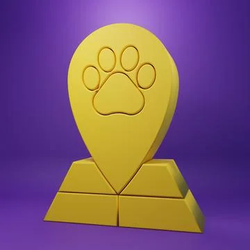 Yellow Map pointer with veterinary medicine hospital, clinic or pet shop fo.. Foto stock