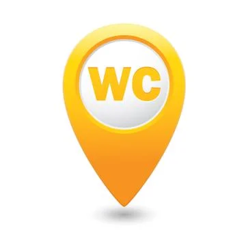 Yellow map pointer with WC sign. Vector illustration Stock Illustration