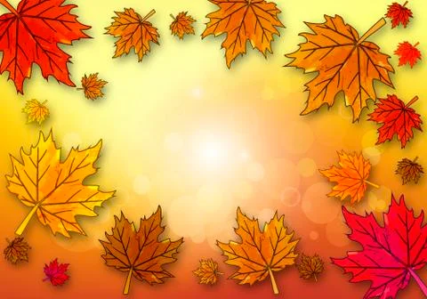 Yellow maple leaf on autumn background Stock Illustration