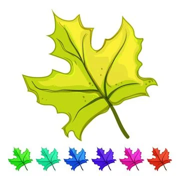 Yellow maple leaf cartoon vector graphic Illustrazione stock