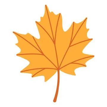 Yellow Maple Leaf Isolated Vector Element Flat Style Icon Stock Illustration