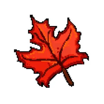 Yellow maple leaf pixel art vector illustration Stock Illustration