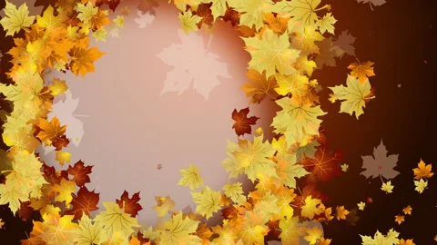 Yellow maple leaves in a round frame for text on a dark autumn background. Stock Footage 252085306