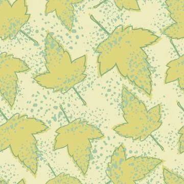 Yellow maple leaves seamless pattern on light background. Vintage autumn leaf Stock Illustration