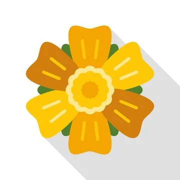 Yellow marigold flower flat design vector icon Stock Illustration