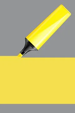 Yellow marker on gray background. Vertical banner Stock Illustration