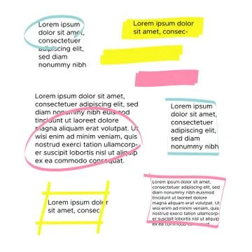 Yellow marker text selection. Yellow watercolor hand drawn highlight Stock Illustration