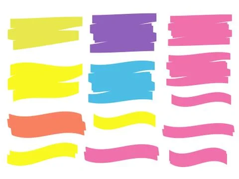 Yellow marker text selection. Yellow watercolor hand drawn highlight Stock Illustration