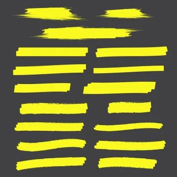 Yellow marker text selection. Yellow watercolor hand drawn highlight Stock Illustration