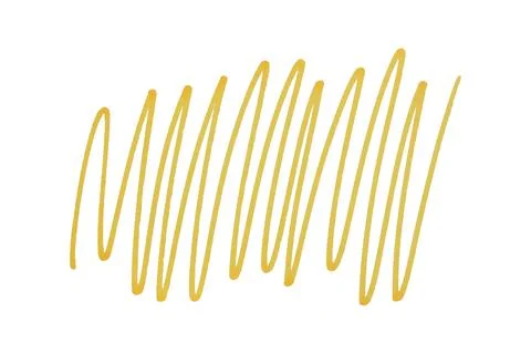 Yellow marker zigzag brush strokes isolated on white background Stock Photos