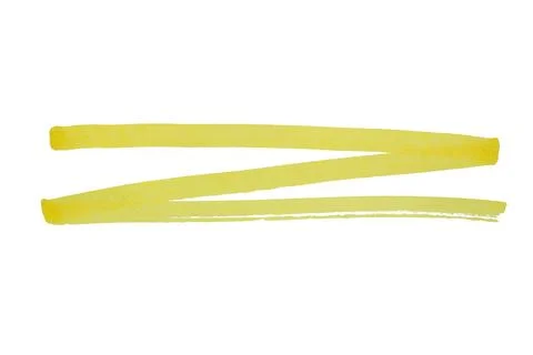 Yellow marker zigzag brush strokes isolated on white background Stock Photos