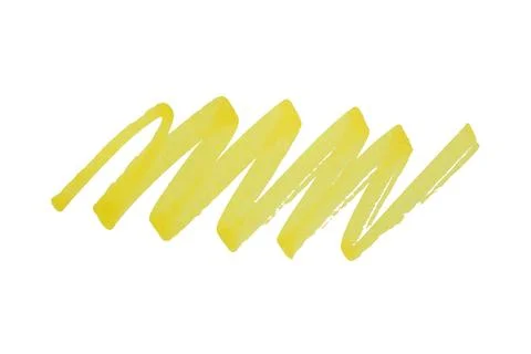 Yellow marker zigzag brush strokes isolated on white background Stock Photos