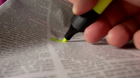 Yellow marking an article Stock Footage 60319739