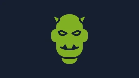 Yellow Mask of the devil with horns icon isolated on blue background. 4K Video Stock Footage 232260405