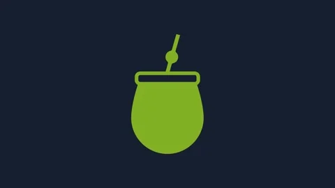 Yellow Mate tea icon isolated on blue background. 4K Video motion graphic Stock Footage 231511442