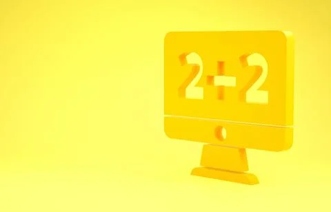 Yellow Math system of equation solution on computer monitor icon isolated on  Stock Illustration