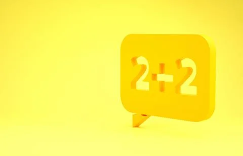 Yellow Math system of equation solution on speech bubble icon isolated on yel Stock Illustration