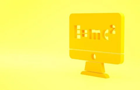 Yellow Math system of equation solution on computer monitor icon isolated on  Stock Illustration