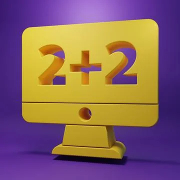 Yellow Math system of equation solution on computer monitor icon isolated o.. Illustrazione stock