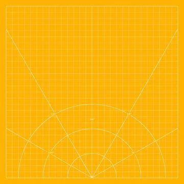 Yellow mathematical grid with a precise semicircular arc and radial geometric Stock Illustration