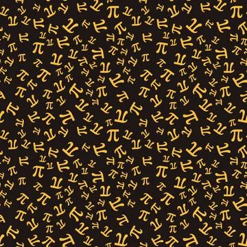 Yellow Mathematical Pi symbol vector seamless pattern. Math background Stock Illustration