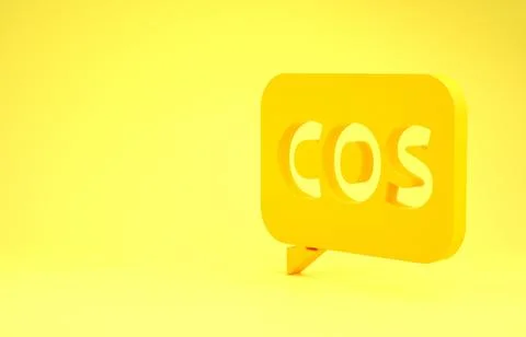 Yellow Mathematics function cosine icon isolated on yellow background. Minima Stock Illustration