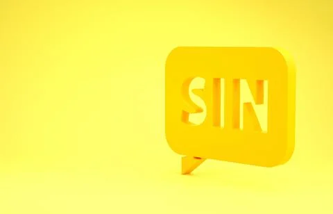 Yellow Mathematics function sine icon isolated on yellow background. Minimali Stockillustratie